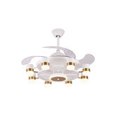 Qulik Modern White- Golden Chandilier Fan - 6073-W