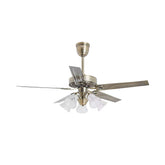 Qulik Luxoria UL 52" -Glass Flower Lampshade Copper Motor Remote Control Under-light Ceiling Fan Fan Q-8118-AB