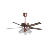 Qulik Luxoria UL 52" -Glass Flower Lampshade Copper Motor Remote Control Under-light Ceiling Fan Q-8118-AC