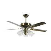 Qulik Luxoria UL 52" -Glass Flower Lampshade Copper Motor Remote Control Under-light Ceiling Fan Q-8118-AC