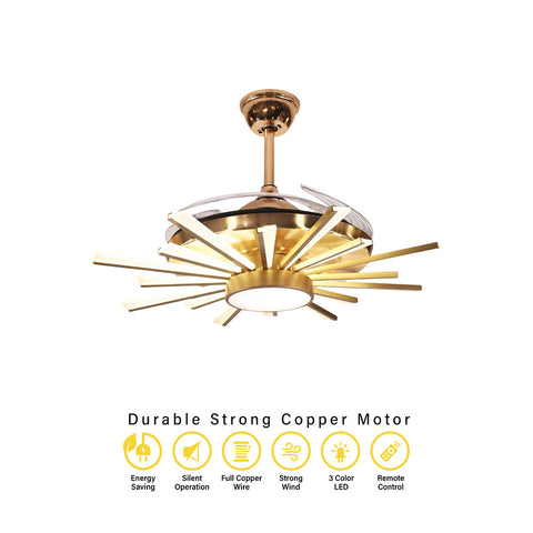 Qulik Modern Golden Chandilier Fan | K6289