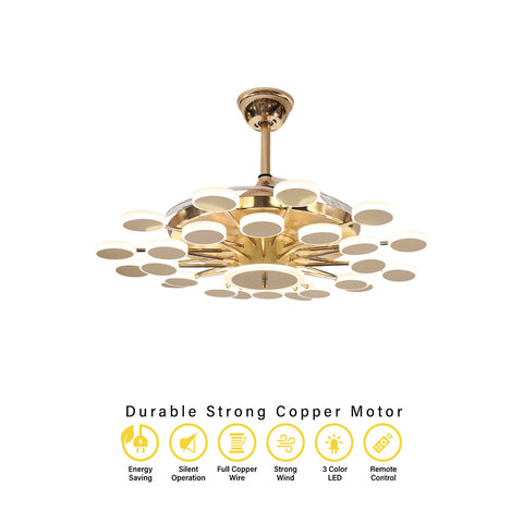 Qulik Modern Golden Chandilier Fan | K6291