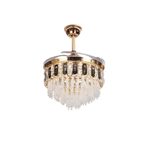 Qulik Traditional Golden Black Chandilier Fan | K6251