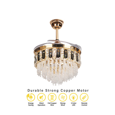 Qulik Traditional Golden Black Chandilier Fan | K6251