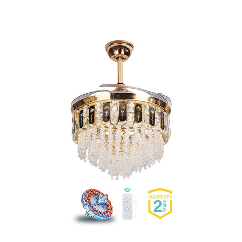 Qulik Traditional Golden Black Chandilier Fan | K6251