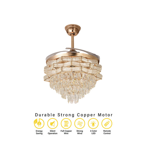 Qulik Traditional Golden Chandilier Fan | K6323