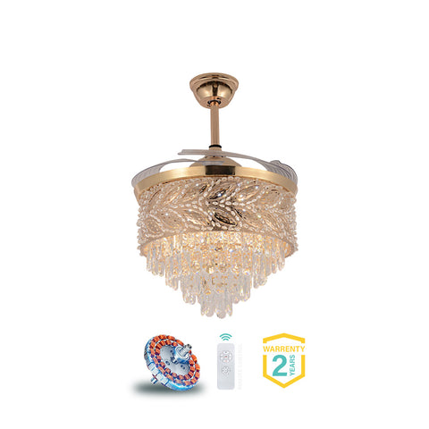 Qulik Traditional Golden Chandilier Fan | K6351