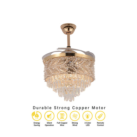 Qulik Traditional Golden Chandilier Fan | K6351