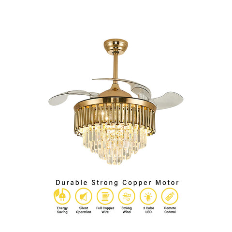 Qulik Traditional Golden Chandilier Fan | K6036