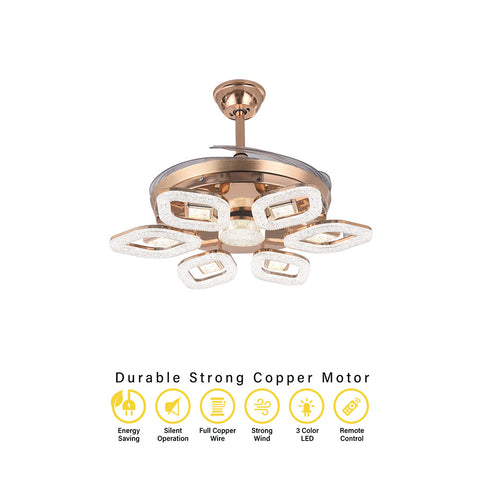 Qulik Modern Golden Chandilier Fan | T8299