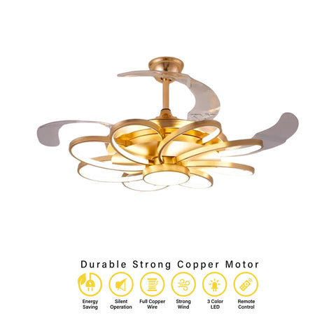 Qulik Traditional Golden Chandilier Fan | K228