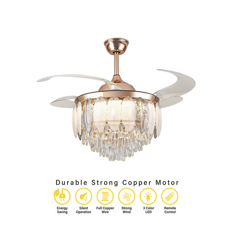 Qulik Traditional Golden Chandilier Fan | T8255