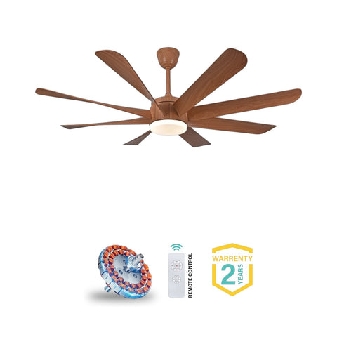 Qulik Helix UL 60"- Modern Decorative Silent ABS Blade Under light with Remote Ceiling Fan (Light Wood) Q-6522-LW