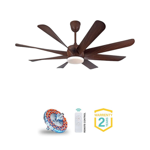 Qulik Helix UL 60"- Modern Decorative Silent ABS Blade Under light with Remote Ceiling Fan (DarK Wood) Q-6522-DW
