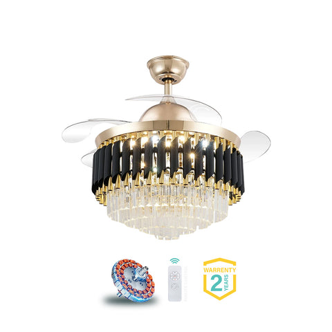 Qulik Traditional Black-Golden Chandilier Fan | T7456