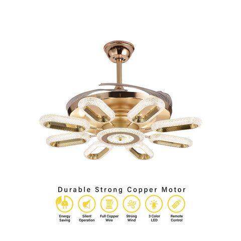 Qulik Modern Golden Chandilier Fan | K6303