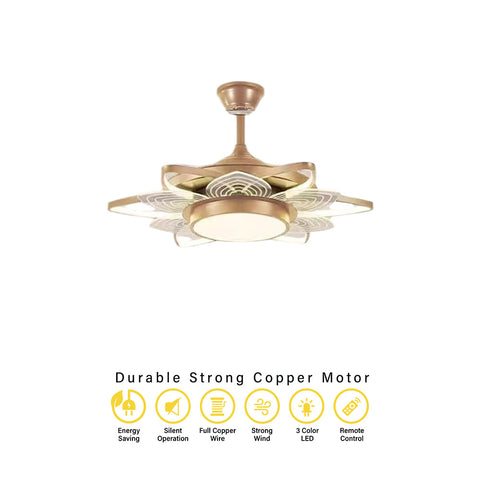 Qulik Modern Golden Chandilier Fan | K6334