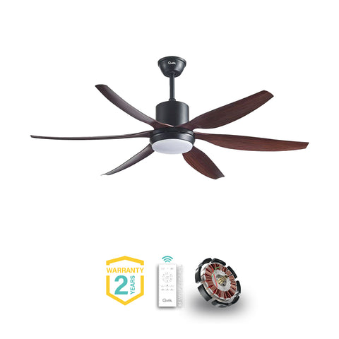 Qulik Silex 54"- Modern Decorative Silent ABS Blade Under light with Remote Ceiling Fan (Dark Wood Grain) Q-6507-DW