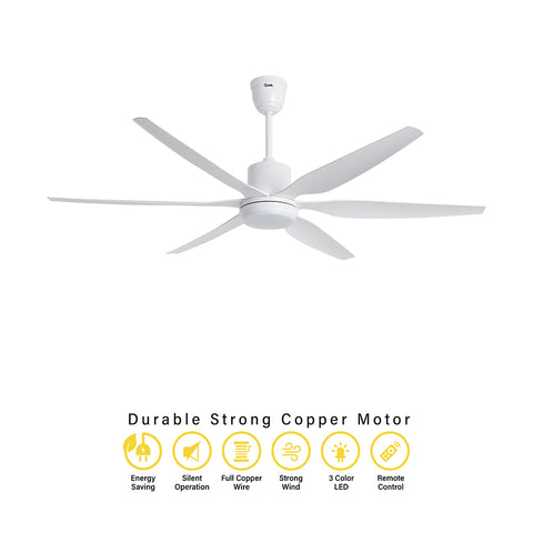 Qulik Silex 54"- Modern Decorative Silent ABS Blade Under light with Remote Ceiling Fan (White) Q-6507-W