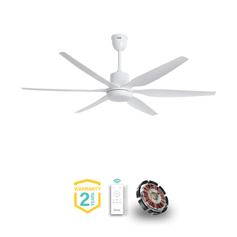 Qulik Silex 54"- Modern Decorative Silent ABS Blade Under light with Remote Ceiling Fan (White) Q-6507-W