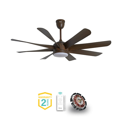 Qulik Helix UL 60"- Modern Decorative Silent ABS Blade Under light with Remote Ceiling Fan (DarK Wood) Q-6522-DW