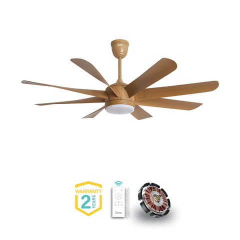 Qulik Helix UL 60"- Modern Decorative Silent ABS Blade Under light with Remote Ceiling Fan (Light Wood) Q-6522-LW