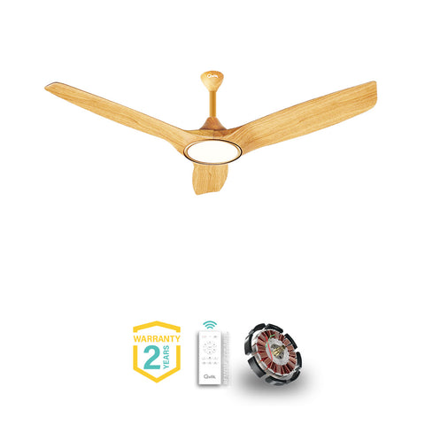 Qulik Aerovane 52" Modern Decorative Silent ABS Blade Remote Under Light Ceiling Fan (Light Wood) Q-6572-LW-UL