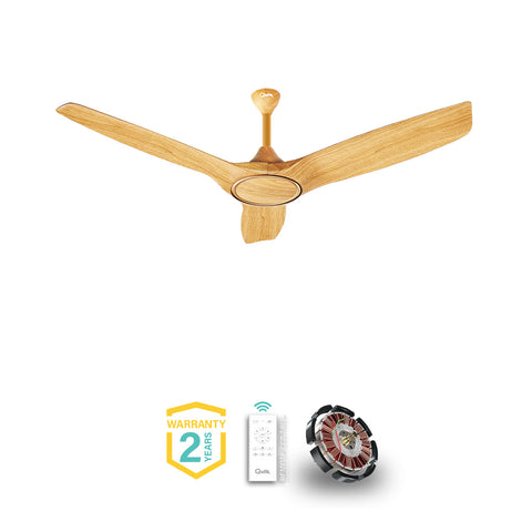 Qulik Aerovane 52" Modern Decorative Silent ABS Blade Remote Ceiling Fan (Light-Wood ) Q-6572-LW