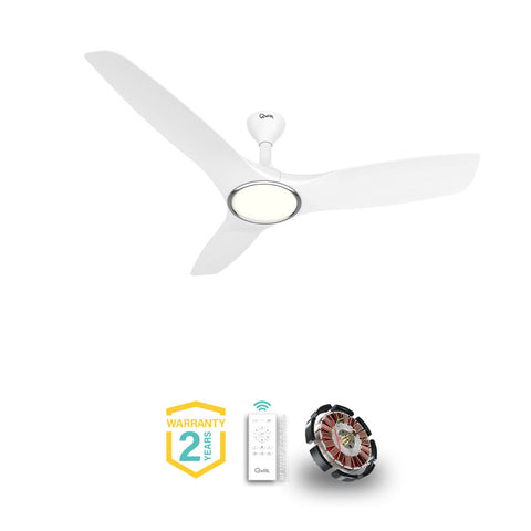 Qulik Aerovane 52" Modern Decorative Silent ABS Blade Remote Under Light Ceiling Fan (White ) Q-6572-W-UL