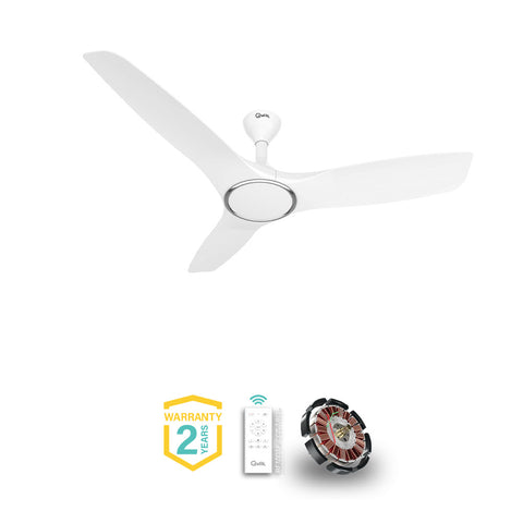 Qulik Aerovane 52" Modern Decorative Silent ABS Blade Remote Ceiling Fan (White ) Q-6572-W