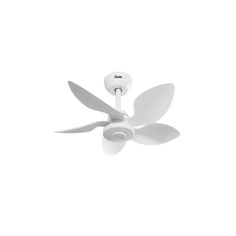 Qulik Flora 28" Modern Decorative Silent ABS Blade Remote Ceiling Fan (White) Q-D77089-W