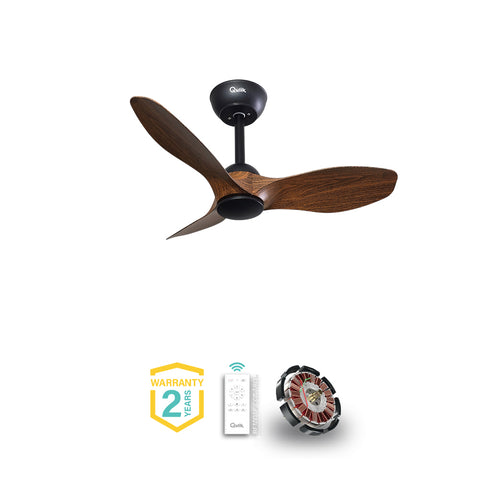 Qulik Spinner Pro 32" Modern Decorative Silent ABS Blade Remote Ceiling Fan (Dark Wood) Q-D78021-DW