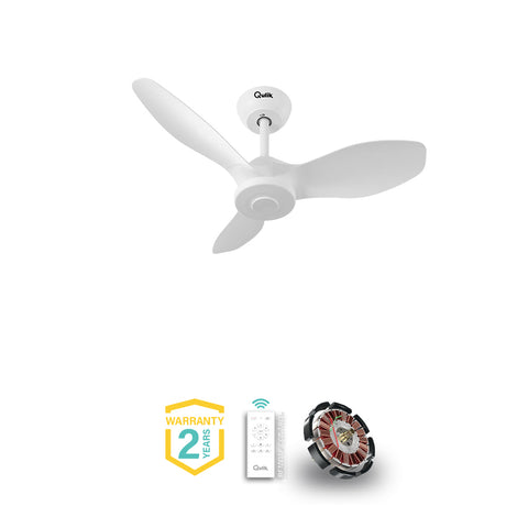 Qulik Spinner Pro 32" Modern Decorative Silent ABS Blade Remote Ceiling Fan (Pearl White) Q-D78021-PW