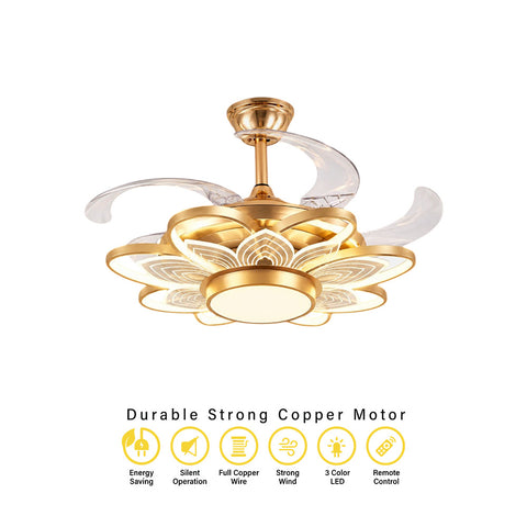 Qulik Modern Golden Chandilier Fan | K6334