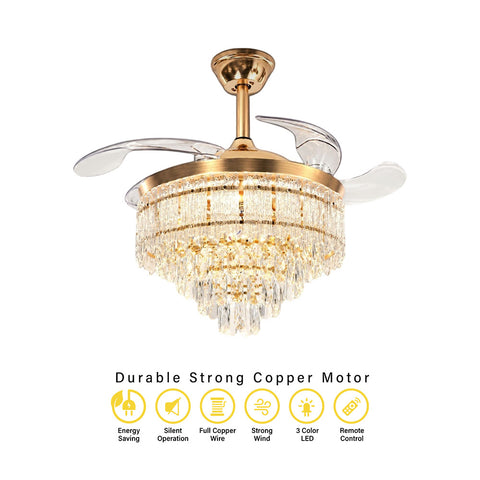 Qulik Traditional Golden Chandilier Fan | T8329