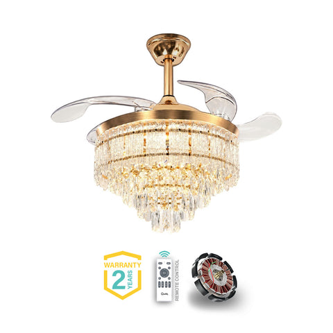 Qulik Traditional Golden Chandilier Fan | T8329