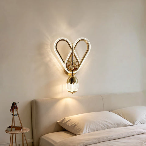 Qulik Gold Crystal Heart Loop Wall Light (QL-10955WL)