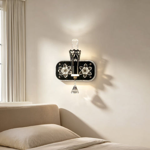 Qulik Black Crystal Floral Torch Wall Light (QL-10995WL)