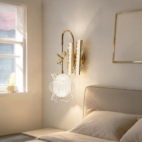 Qulik Gold Crystal Flower Lantern Wall Light (QL-11068WL)