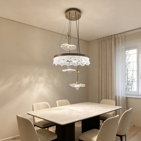 Qulik Gold Crystal Leaf Cascade Hanging Light (QL-2031HL)