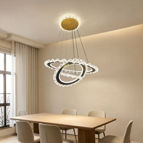 Qulik Gold Crystal Intertwined Ring Hanging Light (QL-2255HL)
