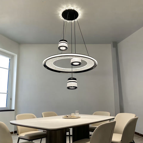 Qulik Black Crystal Ring Cluster Hanging Light (QL-2267HL)