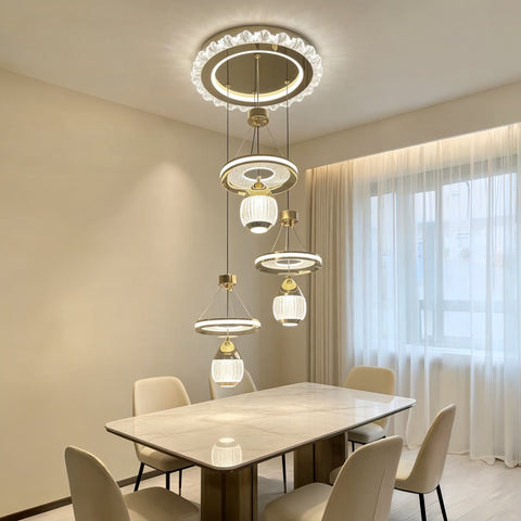 Qulik Gold Crystal Lantern Ring Hanging Light (QL-2398HL)