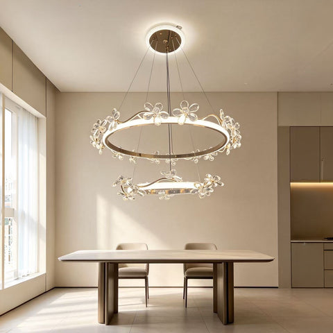 Qulik Crystal Flower Ring Hanging Light (QL-2400HL)