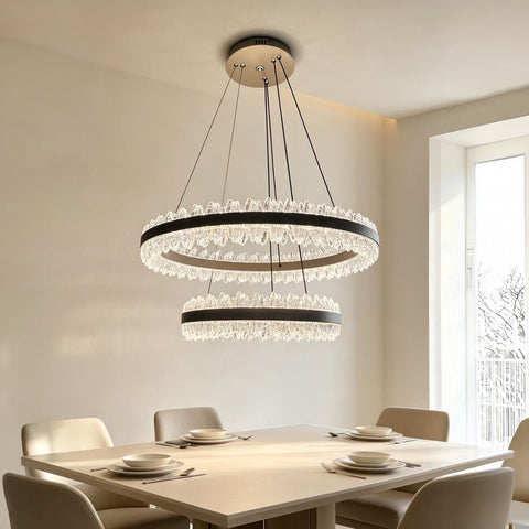 Qulik Black Crystal Double Ring Hanging Light (QL-2404HL)