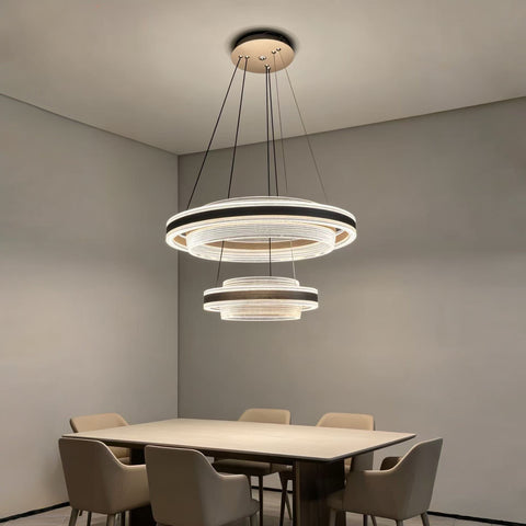 Qulik Black Crystal Layered Ring Hanging Light (QL-2408HL-6+4)