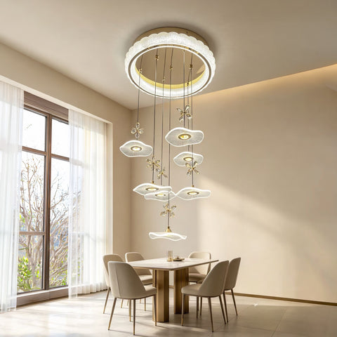 Qulik Gold Crystal Petal Hanging Light (QL-2419HL)