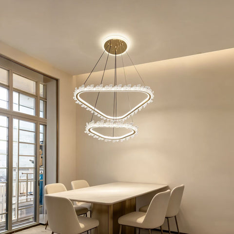 Qulik Gold Crystal Leaf Ring Hanging Light (QL-2494HL)