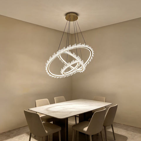 Qulik Gold Crystal Intertwined Ring Hanging Light (QL-2495HL)