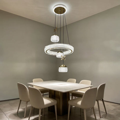 Qulik Gold Crystal Ring Cluster Hanging Light (QL-2498HL)